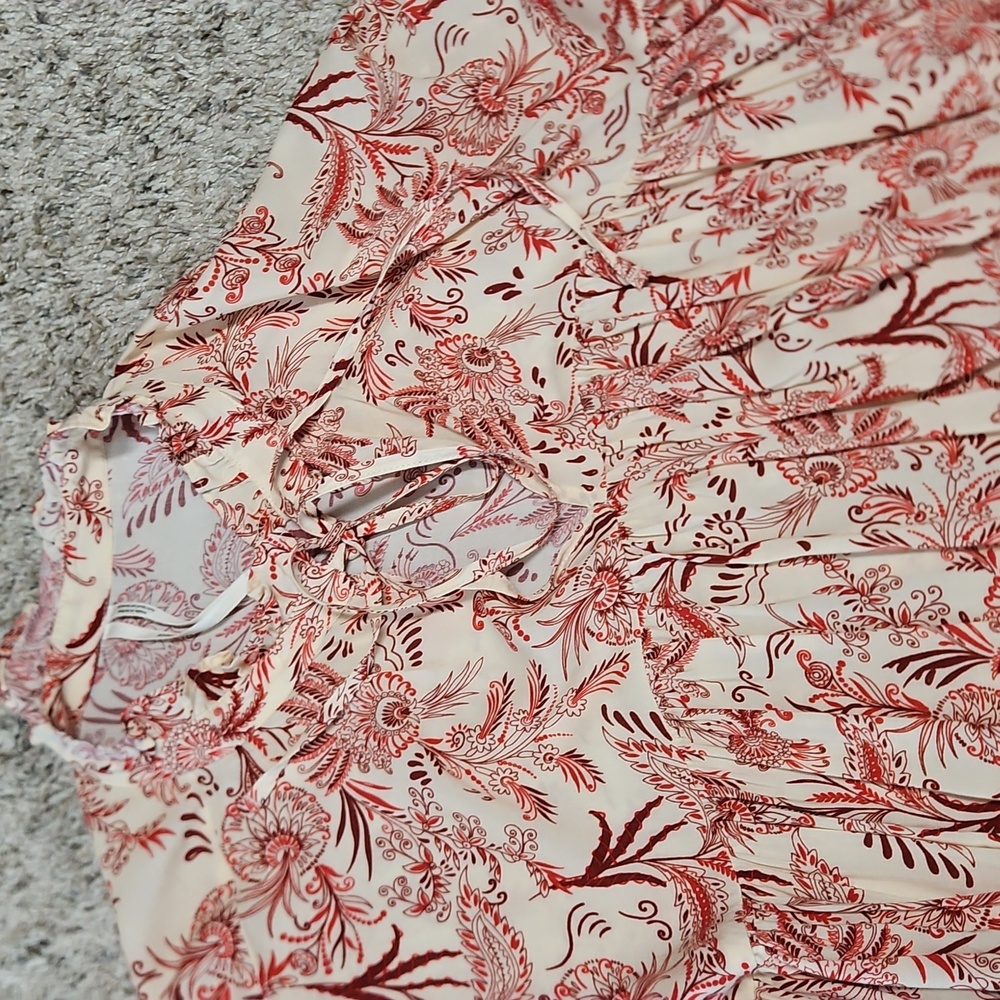 NWOT Anthropologie Tir-front Peasant Red and Cream Blouse - Picture 6 of 9